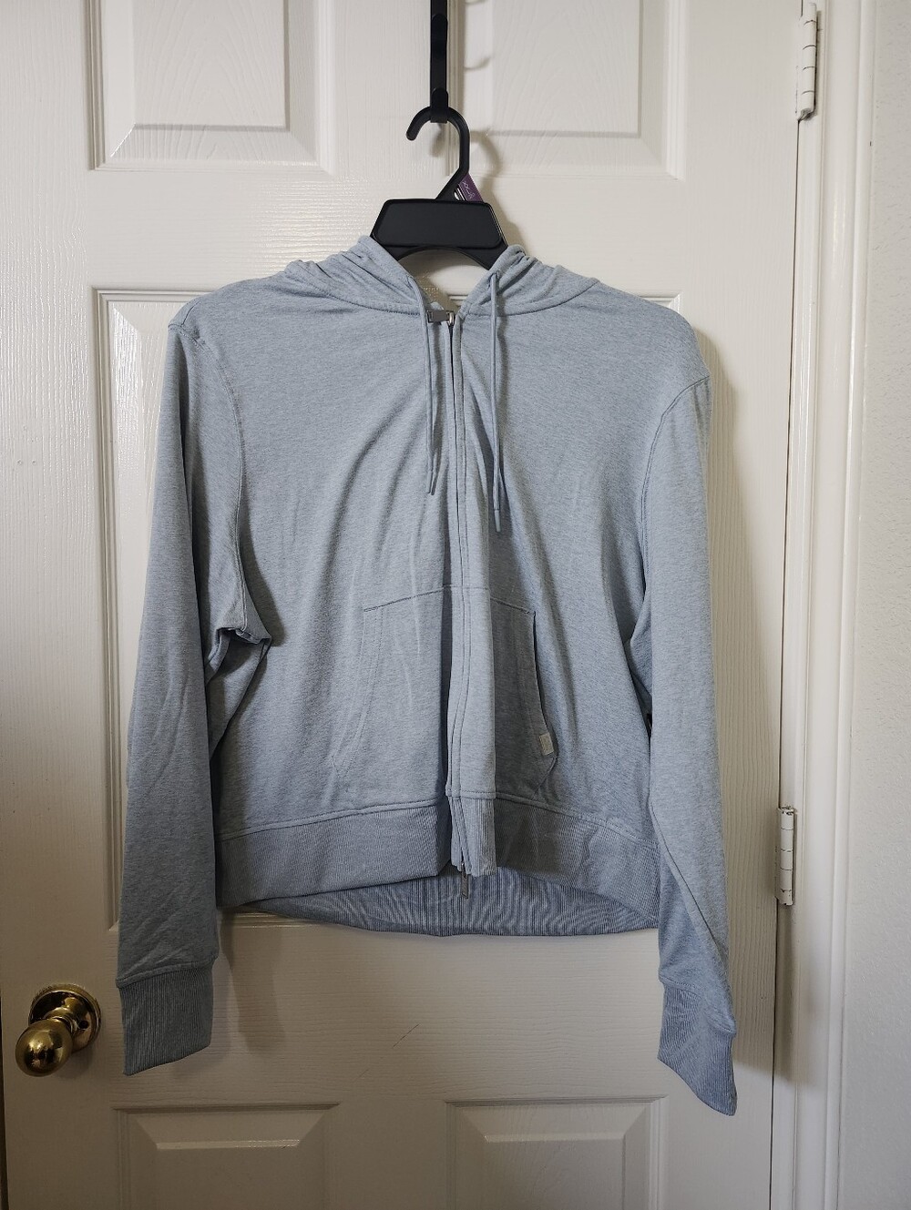 Athletic Works Light Gray Zip-Up Hoodie with Hood and Pockets